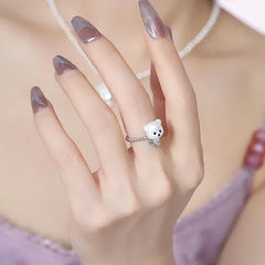 Cream Bear Ring | Sustainable Metal | Liora Gems