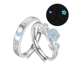 Lunar Grove Band and Bloom Glow Ring | S925 Silver | Luminous enamel