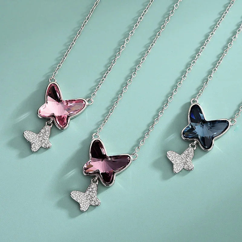 Phantom Butterfly Silver Collarbone Chain  | S925 Silver | Liora Crystal