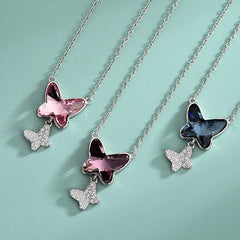 Phantom Butterfly Silver Collarbone Chain  | S925 Silver | Liora Crystal