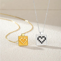 Pixel Heart Duo Pendant | S925 silver | Enamel