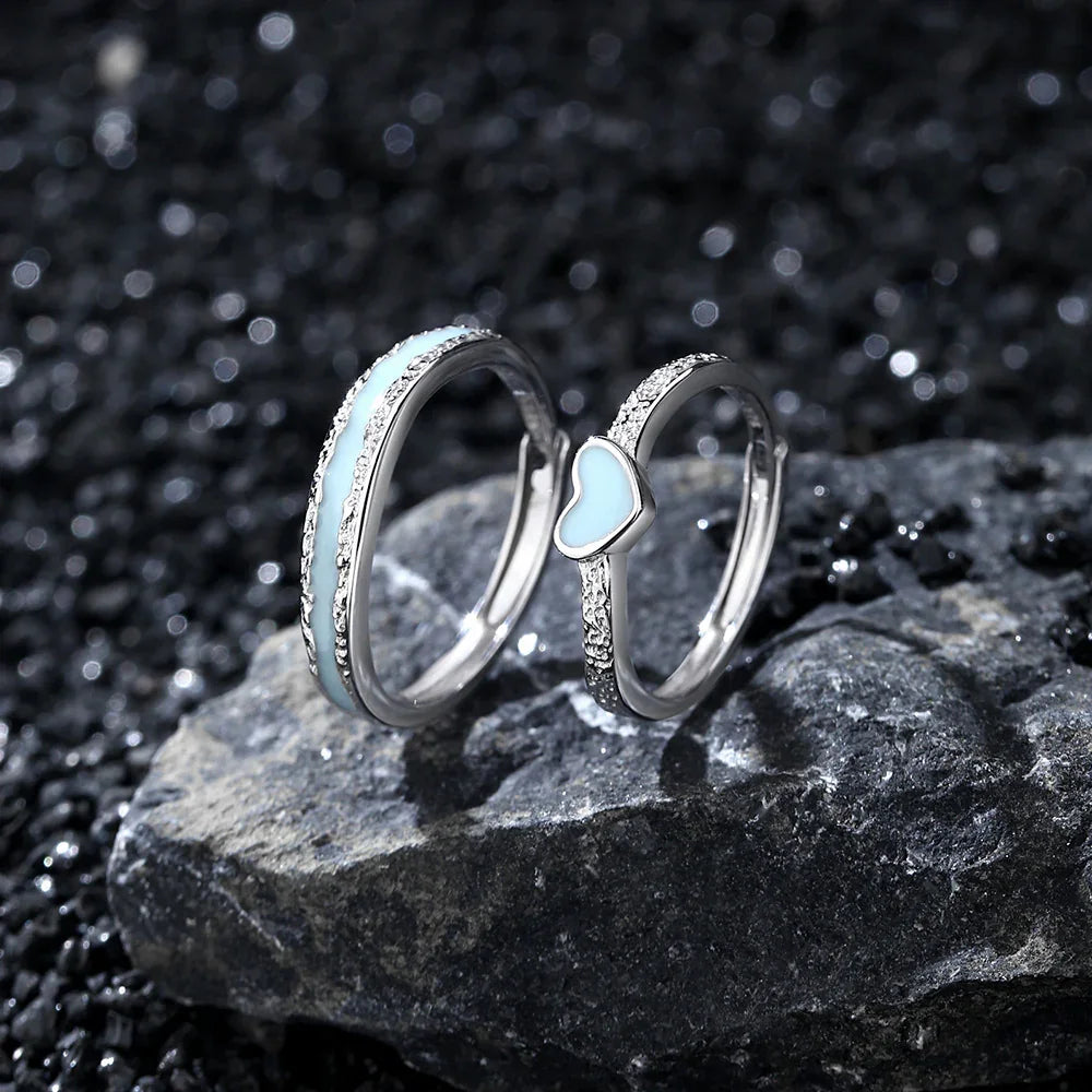 Stardust Current Band and  Heartstream Glow Ring | S925 Silver | Luminous enamel