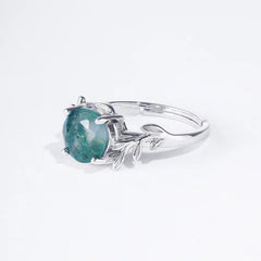 Secret Garden Ring - Self-Sizing | S925 Silver | Moss Agate Stone