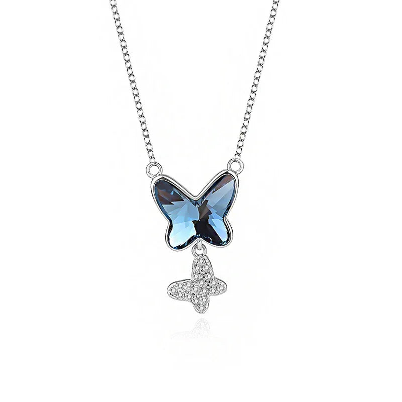 Phantom Butterfly Silver Collarbone Chain  | S925 Silver | Liora Crystal