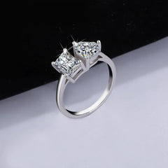 Twin Flames Ring | Silver | Moissanite