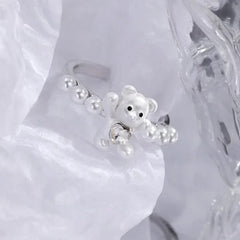 Creamy Bear Ring | Sustainable Metal | Pearl