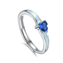Tidal Current Band and Heart Crest Ring | S925 Silver | Luminous enamel