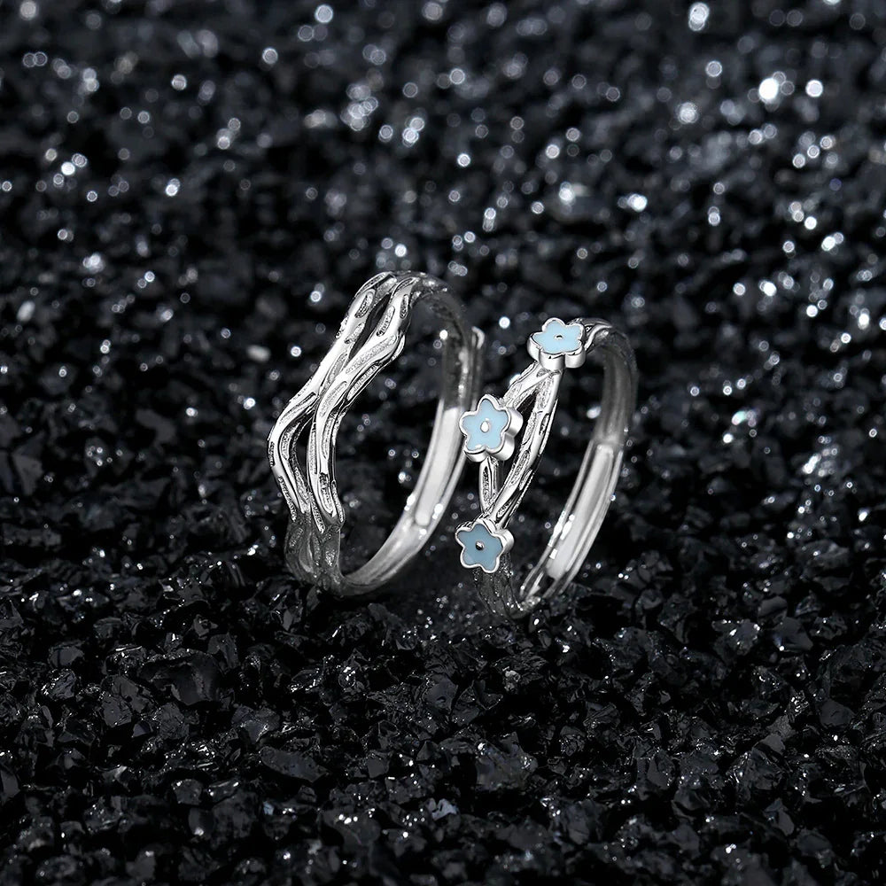 Ocean Crest Band and Starlight Vine Band | S925 Silver | Luminous enamel
