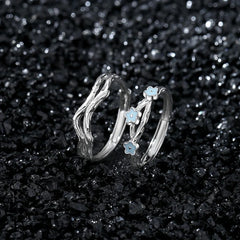 Ocean Crest Band and Starlight Vine Band | S925 Silver | Luminous enamel