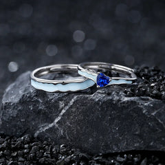 Tidal Current Band and Heart Crest Ring | S925 Silver | Luminous enamel