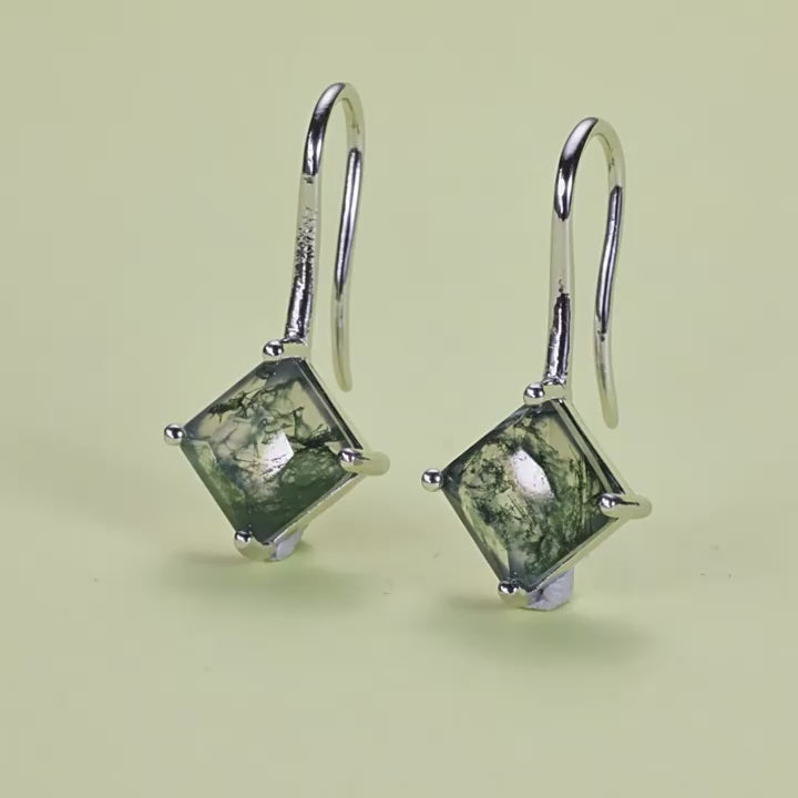 Forest Facets Earrings | S925 Silver | Moss Agate