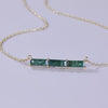 Everou Linear Moss Triad Necklace | 10K Gold S925 Silver | Moss Agate