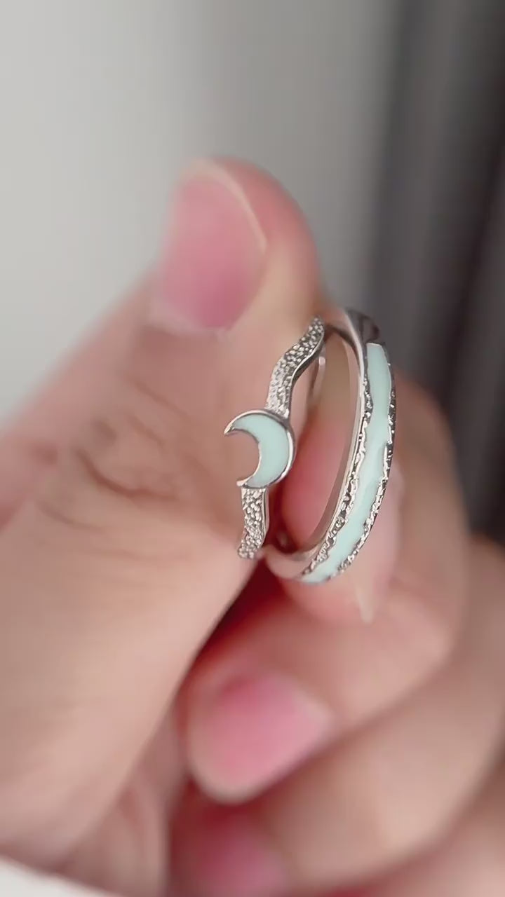 Starlight Channel Band and Lunar Whisper Band  | S925 Silver | Luminous enamel
