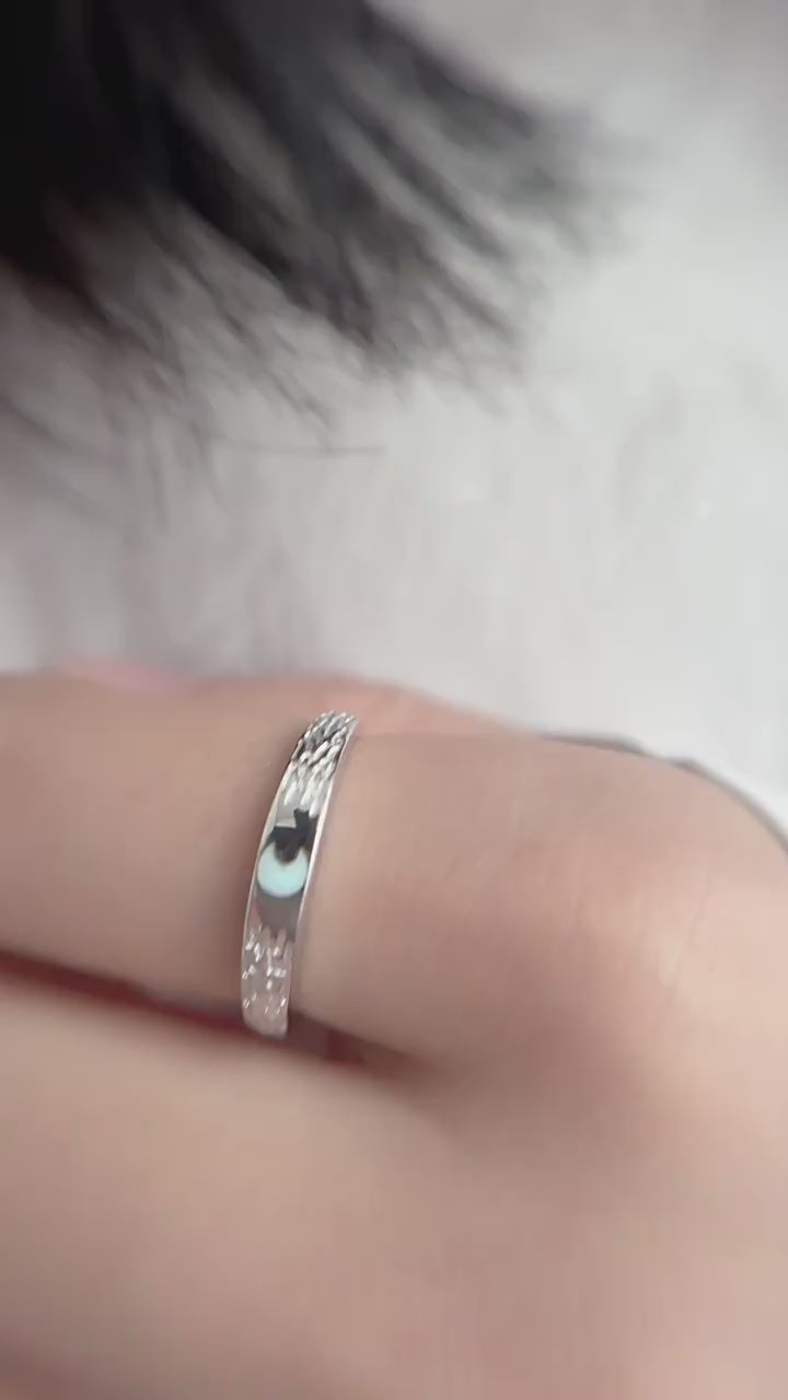 Lunar Grove Band and Bloom Glow Ring | S925 Silver | Luminous enamel